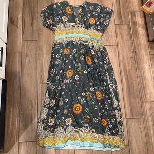 Johnny Was Floral Silk Dress